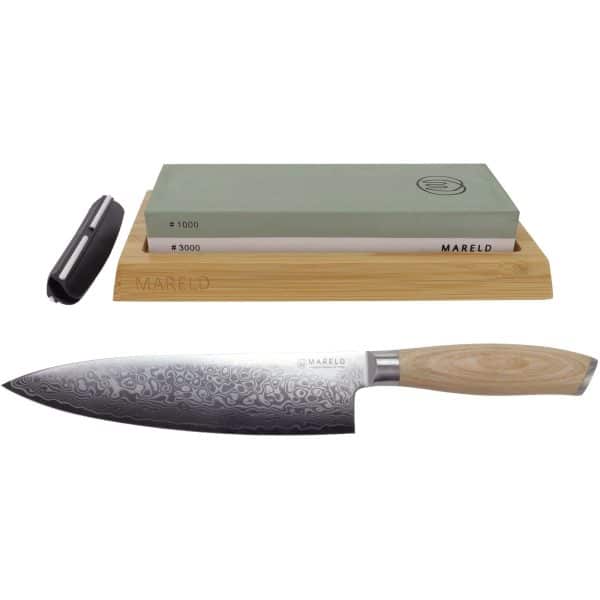 Mareld Japansk kokkekniv + slibesten startkit
