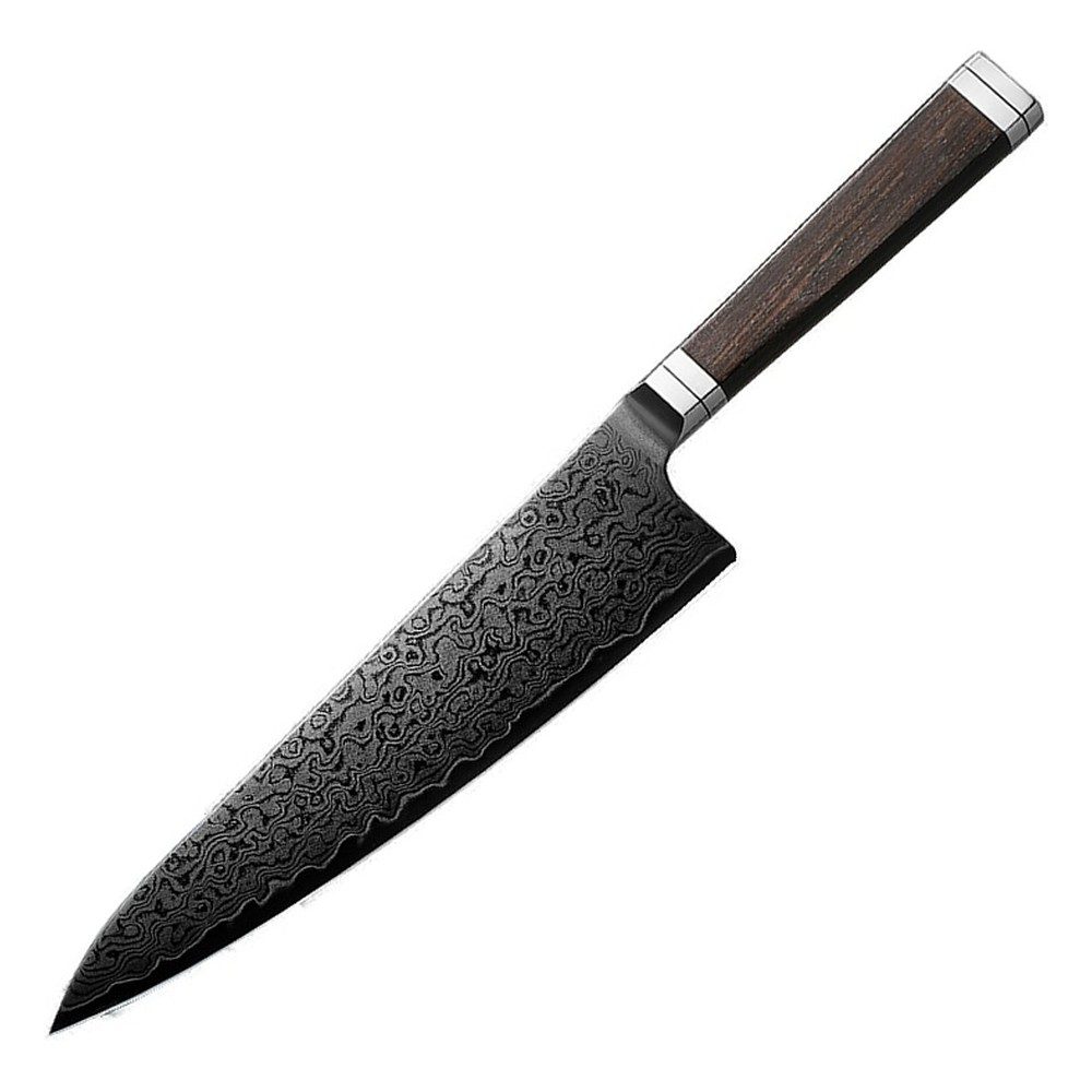 Enenra | Gyuto 210 mm | Japansk kokkekniv | Rinzen #1 & Sort Damaskus67